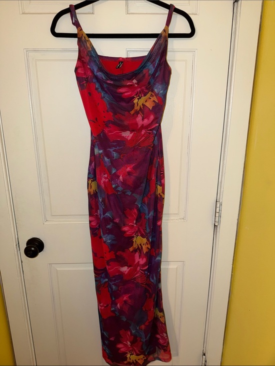 Dresses & Skirts - Floral Cowl Neck Slip Dress in Multicolor